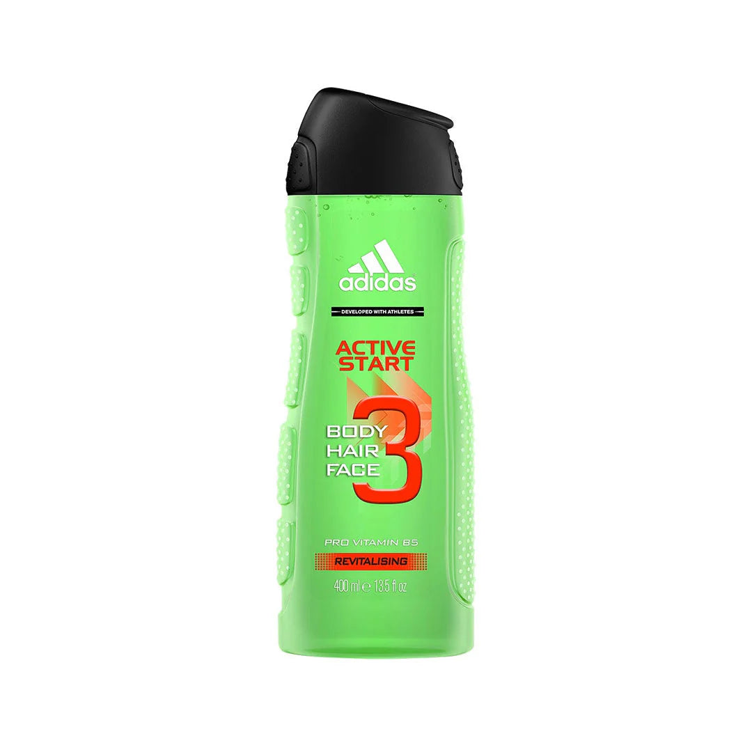 Body lotions natural daily-Adidas Men Active Start 3 In 1 Shower Gel 400ml