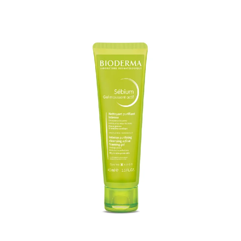 Facial cleansers smooth cream-Bioderma Sebium Gel Moussant Actif 45Ml