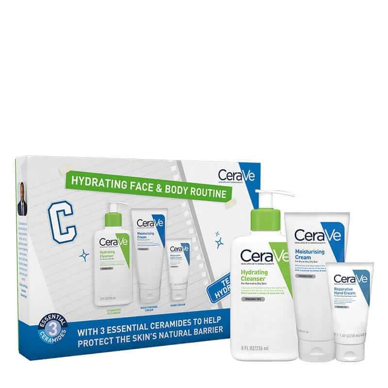 Facial cleansers deep cleansing white-CeraVe Hydrating Face & Body Routine Gift Set