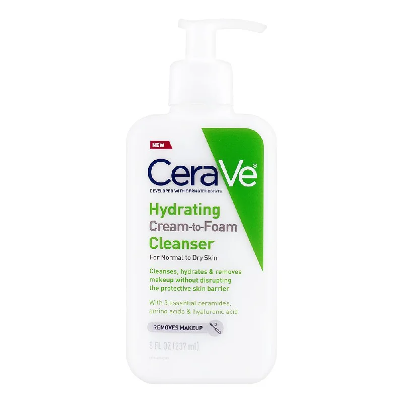 Facial cleansers everyday black-Cerave Hydrating Cream to Foam Facial Cleanser 237Ml