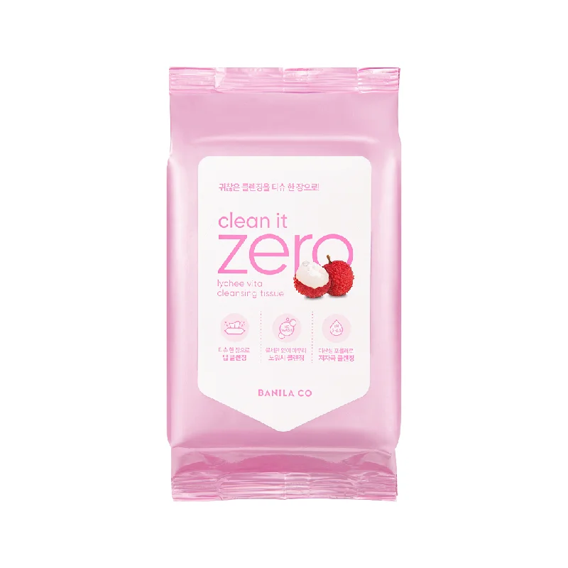 Facial cleansers foaming gel-Clean It Zero Lychee Vita Cleansing Tissue 30ea