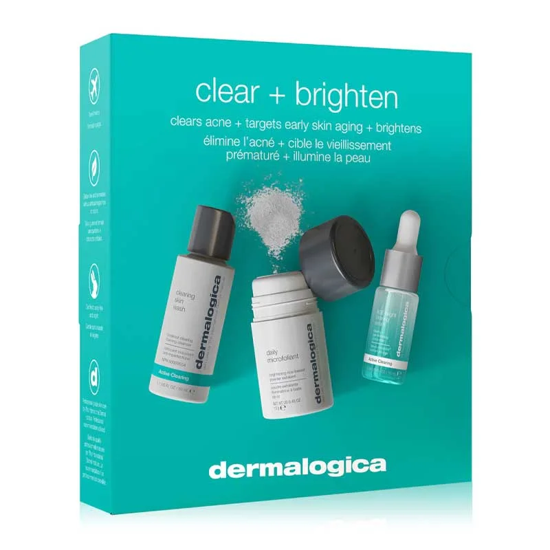 Facial cleansers gentle daily-Dermalogica Active Clearing Clear + Brighten Kit