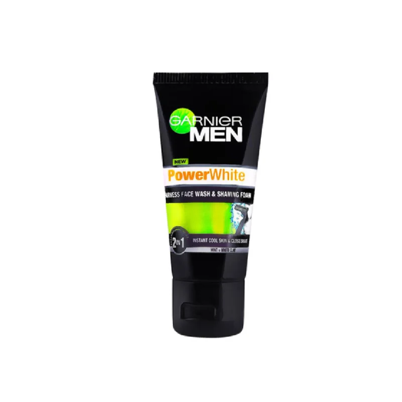 Facial cleansers gentle white-Garnier Men Power White 2-In-1 Fairness Facewash And Shaving Foam