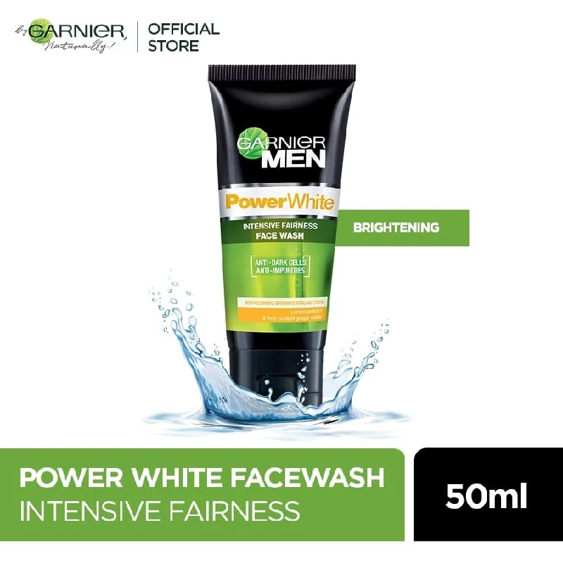 Facial cleansers gentle white-Garnier Men Power White Intensive Fairness Face Wash 50G