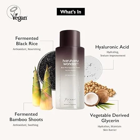 Toners sensitive daily-Haruharu Wonder Black Rice Hyaluronic Toner for Sensitive Skin 5.1 fl.oz / 150ml | Alcohol Free, Fragrance Free | Vegan, Crurelty Free, EWG-Green