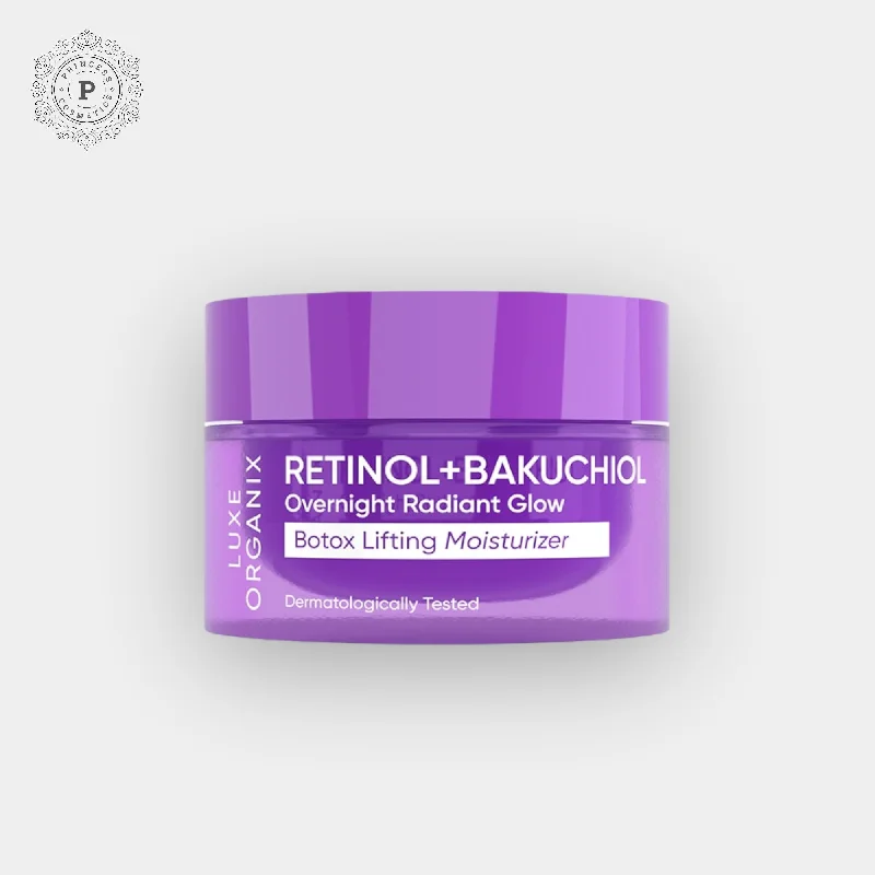 Moisturizers hydrating black-Luxe Organix Retinol + Bakuchiol Overnight Radiant Glow Botox Lifting Moisturizer 50g لوكس أورجانيكس ريتينول + باكوتشيول مرطب ليلي مشع توهج بوتوكس 50 جم