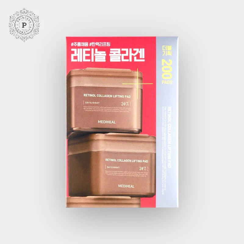 Toners gentle black-Mediheal Retinol Collagen Lifting Pad 180ml+180ml Double Set. وسادة رفع الكولاجين بالريتينول من ميديهيل 180 مل + 180 مل مجموعة مزدوجة