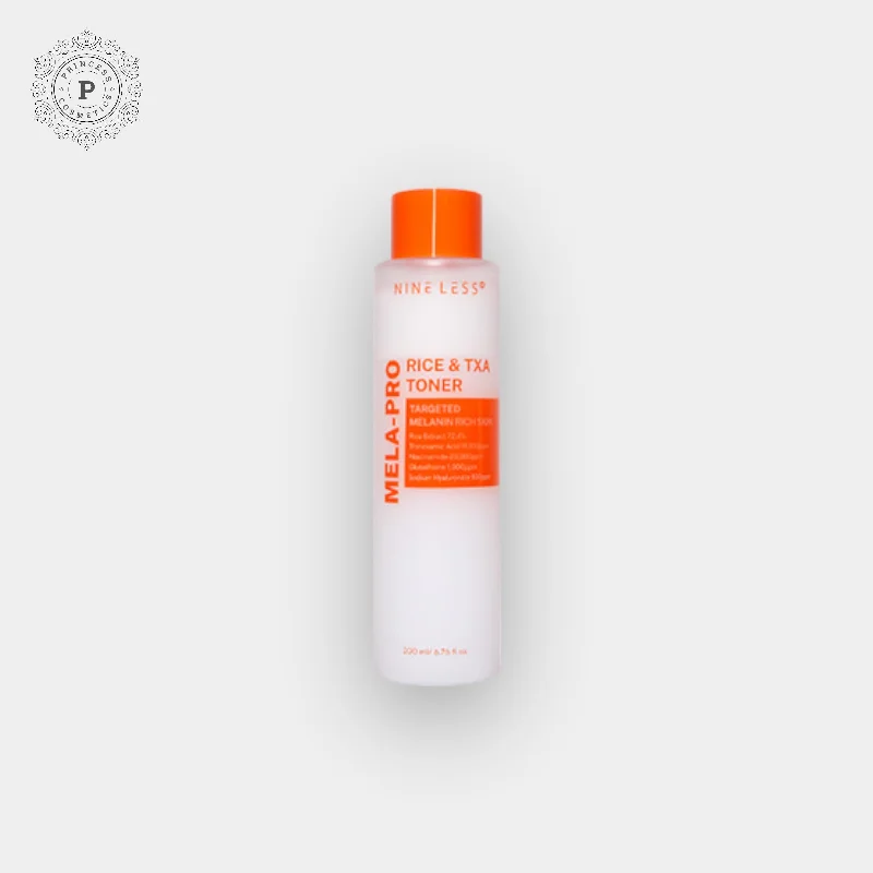 Toners balancing white-Nine Less MELA-PRO Rice & TXA Toner 200ml. تونر ناين ليس ميلا برو بالأرز وتونر تي إكس إيه 200 مل