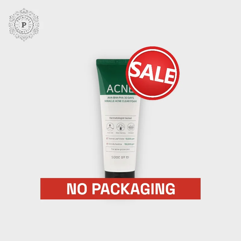 Facial cleansers refreshing black-(NO PACKAGING) Somebymi AHA BHA PHA 30 Days Miracle Acne Clear Foam 100ml. (بدون تغليف) سومبيمي AHA BHA PHA 30 يوما معجزة حب الشباب رغوة واضحة