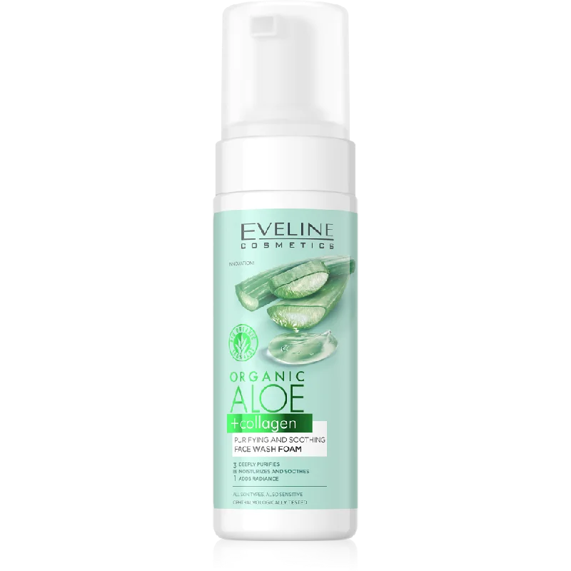 Facial cleansers hydrating cream-Organic Aloe + Collagen Face Wash Foam