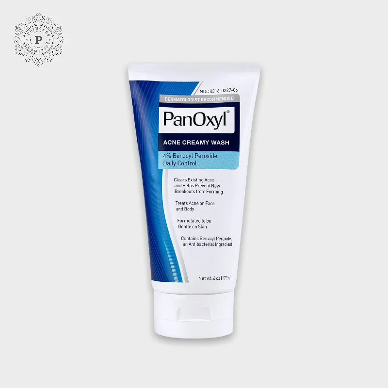 Facial cleansers everyday use-PanOxyl Acne Creamy Wash Benzoyl Peroxide 4% Daily Control 170g. PanOxyl حب الشباب غسول كريمي البنزويل بيروكسايد 4٪ التحكم اليومي