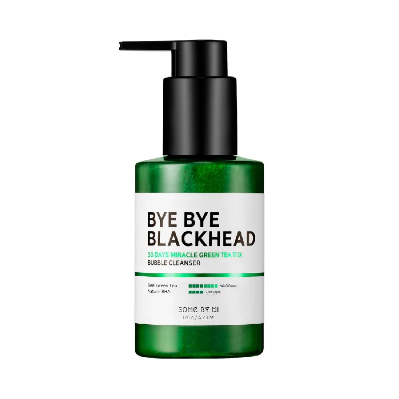 Facial cleansers refreshing daily-Some By Mi Bye Bye Blackhead 30 Days Milacle Green Tea Tox Bubble Cleanser 120g