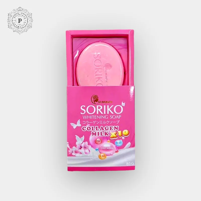 Facial cleansers non-drying face-Soriko Collagen Milk Whitening Soap 80g. صابون تبييض الحليب بالكولاجين من سوريكو 80 جم