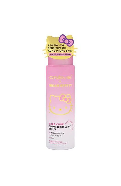 Toners refreshing face-The Crème Shop x Hello Kitty Pure Cure Strawberry Milk Toner 200Ml