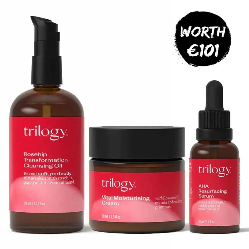 Facial cleansers deep face-Trilogy Rosehip Transformation Oil, Vital Moisturising Cream + FREE AHA Resurfacing Serum